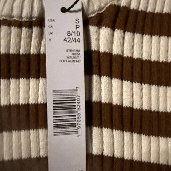 Elie Tahari Women's Ribbed Striped Sleeveless Top Small Brown New with Tag - Picture 2 of 4